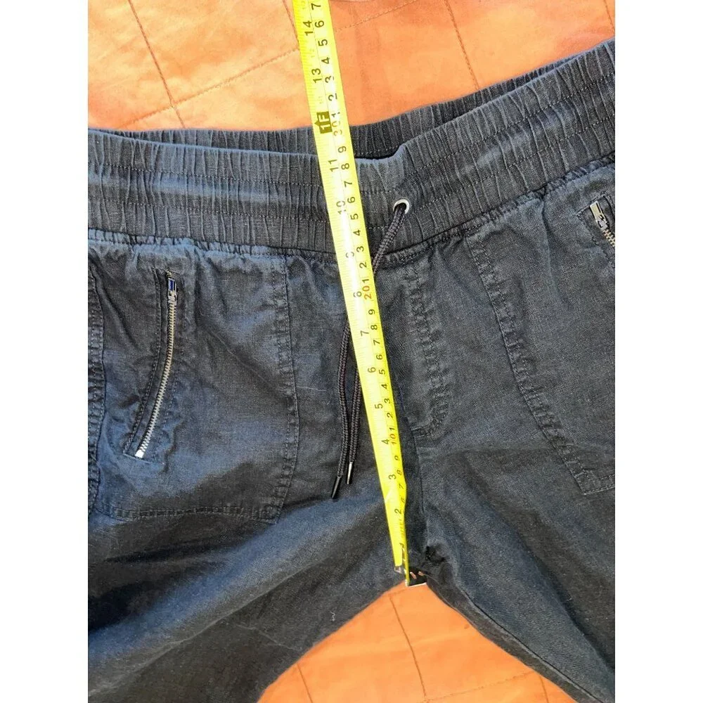 ATHLETA Cabo Linen Black Joggers Pants Size 8 Black Womens